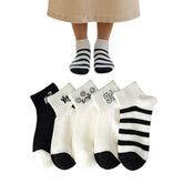 MOMISY Men's Premium Cotton Cushion Ankle length Socks, (Multicolor) Pack of 5 (Free Size) (BlackWhite)