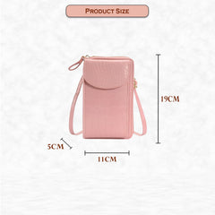 MOMISY Multi-Function Crossbody bags for Women Mobile Cell Phone Holder Card Pocket Bag Stylish PU Leather Sling Bags for Women Girls Purse Wallet Mini Shoulder Bags-Crocodile Pattern (Pink)