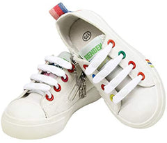 MOMISY Elastic Shoelaces Stretchy Silicone Elastic Special No Tie Shoe Laces for Children and Adults Lazy Tieless Suitable for All Shoes-White, 14Pcs