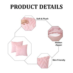 MOMISY Corduroy Cushion Throw Pillow Covers, Diamond, 45 x 45 cm, 18 x 18 inch (2, Pink2)