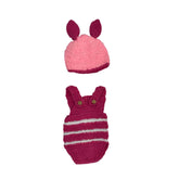 MOMISY Striped Romper with Cap, Photography Props Costume, Pink