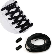 MOMISY No Tie Elastic Shoelaces, Semicircle Shoe Laces For Kids and Adult, Sneakers Shoelace Locks Laces Shoe Strings, Black