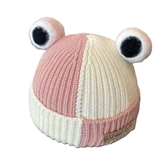 MOMISY Baby Beanie Hat, Chess Warm Toddlers Winter Hat, Double Pom Pom Beanies for Boys & Girls Woolen Knitted Cap (6 Months - 2 Years) (Pink)
