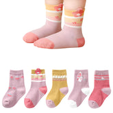 MOMISY 5 Pairs Baby Girl Boys Tube ankle Socks for Baby Girl BoysToddlers Infant kids (Cute Rabbit, 3 Year to 5 Year)