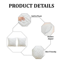 MOMISY Corduroy Cushion Throw Pillow Covers, Diamond, 45 x 45 cm, 18 x 18 inch (2, White2)