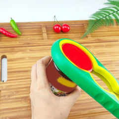MOMISY 4 in 1 Creative Multifunction Gourd-Shaped Can Opener Kitchen Tool Grip Jar & Bottle Opener Rubber Design Fits Most of All Bottles Caps Premium Easy Grip (GreenYellow)