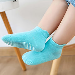 MOMISY Baby Girl Boys Non Slip Regular Socks Toddlers Infant Cotton Stretch Anti-Skid -6 Pairs (AntiSkid-Light, S)-0 to1 Year, Multicolor