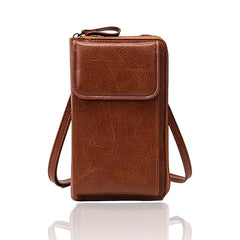 MOMISY Multi-Function Crossbody bags for Women Mobile Cell Phone Holder Card Pocket Bag Stylish PU Leather Sling Bags for Women Girls Purse Wallet Mini Shoulder Bags (Brown)