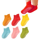 MOMISY Baby Girl Boys Non Slip Regular Socks Toddlers Infant Cotton Stretch Anti-Skid -6 Pairs (AntiSkid-Light, S)-0 to1 Year, Multicolor