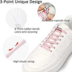 MOMISY No Tie Elastic Shoelaces, Semicircle Shoe Laces For Kids and Adult, Sneakers Shoelace Locks Laces Shoe Strings, Black