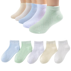 MOMISY 5 Pairs Baby Girl Boys Tube Socks Toddlers Infant Solid Color Boat Spring and Autumn Socks Stretch Baby Sock - Multicolor (IN, Age, 1 Year, 3 Years, NetDiamond)