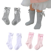 MOMISY Baby'S 3 Pairs Of Spring Winter And Autumn Combed Cotton Long Tube Knee-High Socks (Greywhitepink,1-2Y)