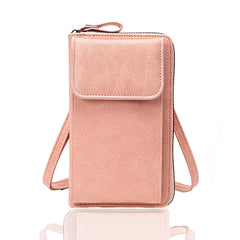 MOMISY Multi-Function Crossbody bags for Women Mobile Cell Phone Holder Card Pocket Bag Stylish PU Leather Sling Bags for Women Girls Purse Wallet Mini Shoulder Bags (Pink)