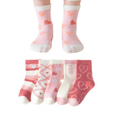 MOMISY 5 Pairs Baby Kids Girl Boys Tube Socks Toddlers Comfortable Ankel Length gifts (IN, Age, 0 Months, 12 Months, Heart)