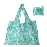 MOMISY Adults Designer Pattern Reusable And Foldable Shopping Bag/Tote Hand Bag/Travel Bag/Grocery Bag | Heavy Duty, Eco Friendly | Compact, Lightweight And Convenient (Flower Green)