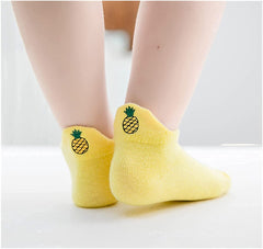 MOMISY 5 Pairs Baby Girl Boys Mesh Fruit Embroidery Toddlers Infant Cotton Stretch Socks - Fruit, 1-3 Years Old