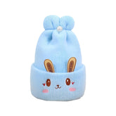 MOMISY Bunny Baby Cap, Soft Beanie Woolen Hat for Spring, Winter, Autumn, for Newborn, Infant, Toddler, Kids, Babies- 0 to 6 Months (in, Age, 0 Months, 6 Months, Blue)