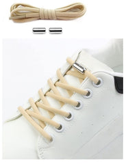MOMISY No Tie Elastic Shoelaces, Semicircle Shoe Laces For Kids and Adult, Sneakers Shoelace Locks Laces Shoe Strings, Khaki