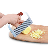 MOMISY Crinkle Cutting Tool French Fry Slicer Stainless Steel Blade Wooden Handle Vegetable Salad Chopping Knife