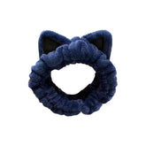 MOMISY Elastic Women's Lovely Hair Band Wash Face Spa Headband-Washable Facial Band Makeup Wrap Headbands Fits All Head Sizes-Cat Ear (Blue Black, Free)