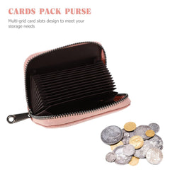 MOMISY PU Leather Credit Debit Card Holder Wallet Card Case ID Case Organizer Holder Zipper Wallet Coin Purse for Men & Women (14 Slots Peach)