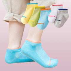 MOMISY 5 Pairs Girl Boys Tube Socks Toddlers Infant Solid Color Boat Spring and Autumn Socks Stretch Baby kids Sock (IN, Age, 6 Years, 8 Years, 1Striped)