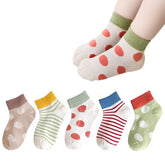 MOMISY 5 Pairs Baby kids Girl Boys Toddlers InfantmCotton Stretch Baby Socks (IN, Age, 1 Year, 3 Years, PolkaStripe)