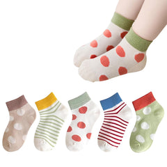 MOMISY 5 Pairs Baby kids Girl Boys Toddlers InfantmCotton Stretch Baby Socks (IN, Age, 1 Year, 3 Years, PolkaStripe)