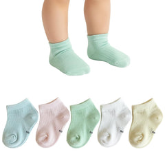 MOMISY 5 Pairs Baby Girl Boys Tube Socks Toddlers Infant Solid Color Ankle Socks Stretch Baby Socks-4Dots-4 to 6 Years