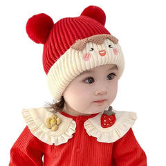 MOMISY Baby Cap Soft Beanie Woolen Hat for Spring Winter Autumn, Newborn Infant Toddler Kids, 1 to 5 Years (Red)