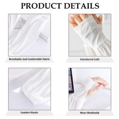 MOMISY UV Sun Protection Arm Sleeves for Women, Loose-Fit Cooling Cover, 1 Pair (White)