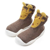 MOMISY Baby Socks Animal Themed, Funny Cartoon Printed Cotton Socks with Shoes - Soft, Non-Slip, and Comfortable Size 12-18M(BrownGiraffe-22-23)