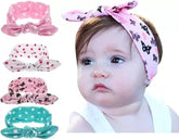 MOMISY Multi-colored Rabbit Ear Hairband Headband Elastic Accessory for Girls Kids Soft &Stretchy Hair Wraps-Pack of 4