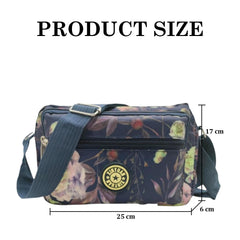 MOMISY Women Mobile Messenger cellphone Bag Ladies Nylon Shoulder Cross Body Long Strap for College, Outing, Travelling, Work (Medium, Purple Flower)