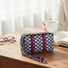 MOMISY Women's Girls Clutch | Zipper | Ladies Purse Wallet Girls (Polka)