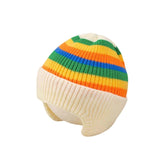 MOMISY Baby Beanie Winter Hat, Rainbow Warm Toddlers Beanies for Kids Boys & Girls Woolen Knitted Cap (6 Months - 2 Years) (Cream)