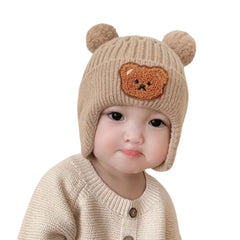 MOMISY Baby Beanie Winter Hat, Rainbow Warm Toddlers Beanies for Kids Boys & Girls Woolen Knitted Cap (6 Months - 2 Years) (Bear Khaki)