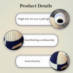 MOMISY Baby Beanie Hat, Chess Warm Toddlers Winter Hat, Double Pom Pom Beanies for Boys & Girls Woolen Knitted Cap (6 Months - 2 Years) (Navy)