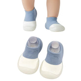 MOMISY Anti-Skid leather soled 2 Color Shoe Socks for Baby Boys and Baby Girls-12 to 24 months, Medium (Blue, 12-24 Months)