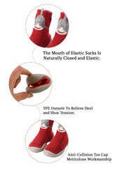 MOMISY Baby Socks Animal Themed, Funny Cartoon Printed Cotton Socks with Shoes - Soft, Non-Slip, and Comfortable Size 6-12M(RedShark-20-21)
