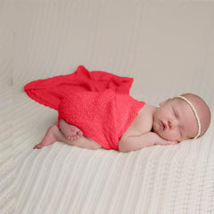 MOMISY Baby Photography Photoshoot Blanket, Newborn Photo Props Swaddle Wrap, Breathable Pack of 1 (Red, Baby)