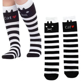 MOMISY 1 Pair of Baby Spring Winter And Autumn Combed Cotton Long Tube Knee-High Socks Suitable Age of 3 to 12 Years (LoveCatStripe, 3-12Y)