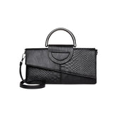 MOMISY Crocodile Pattern Hand Bag PU Leather Shoulder Bags for Women with Detachable and Adjustable Shoulder Strap Handbags for Girls (Black)