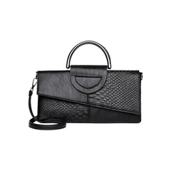 MOMISY Crocodile Pattern Hand Bag PU Leather Shoulder Bags for Women with Detachable and Adjustable Shoulder Strap Handbags for Girls (Black)