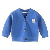 MOMISY Baby Boy & Girls Cotton Blend Sweater Jacket Front Open V-Neck Cardigan (Blue, 2-3 Years)
