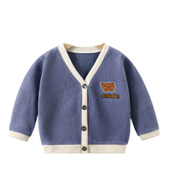 MOMISY Cotton Blend Baby Boy & Girls Sweater Jacket Front Open Cardigan (6 To 12 Months, Blue Grey)