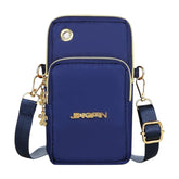 MOMISY Small Cross Body Bag, Multifunction 3 Layer Mini Shoulder Bag Phone Purse Armband with Headphone Port for Teens Girls Ladies Women (Dark Blue)