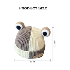 MOMISY Baby Beanie Hat, Chess Warm Toddlers Winter Hat, Double Pom Pom Beanies for Boys & Girls Woolen Knitted Cap (6 Months - 2 Years) (Khaki Grey)