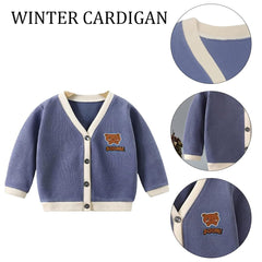 MOMISY Baby Boy & Girls Sweater Jacket Front Open Cardigan (3 to 4 Years, Blue Grey)