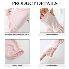 MOMISY UV Sun Protection Arm Sleeves for Women, Loose-Fit Cooling Cover, 1 Pair (Pink)